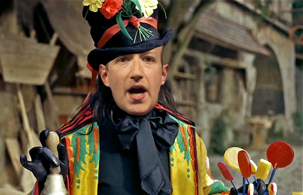 Chitty Chitty Bang Bang's Child Catcher with Zuckerberg's face